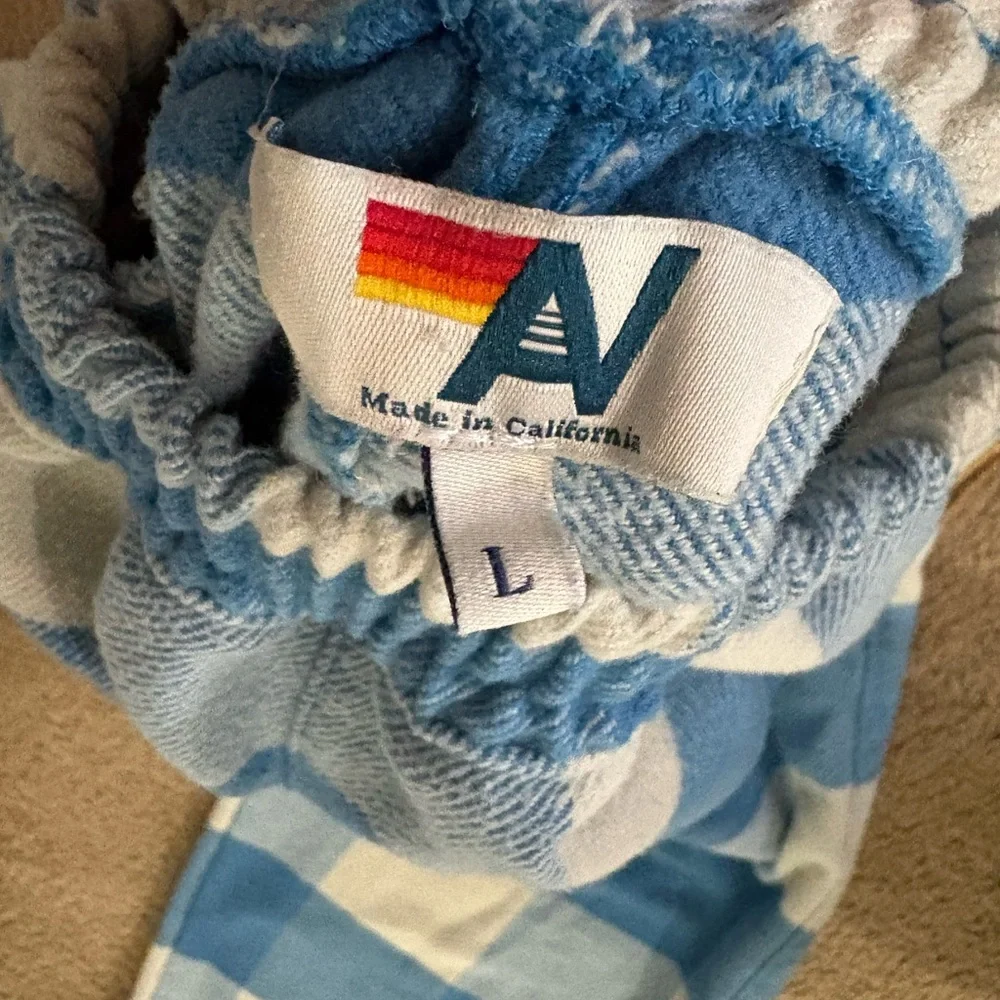 Aviator Nation Blue and White Check Jogger Pants - Picture 2 of 4
